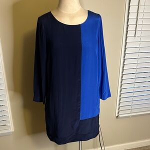 J Crew Colorblock Navy and Blue Dress with pockets